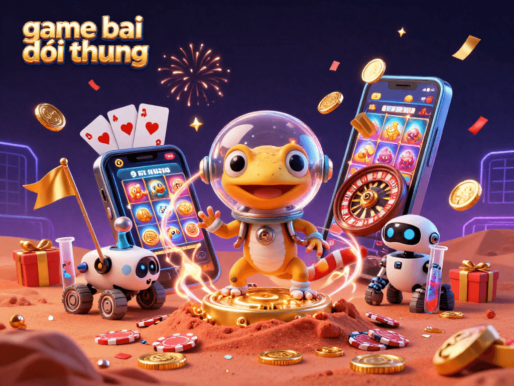 "Experience game bai doi thuong adventures in a vibrant Martian casino scene with cosmic gaming elements."