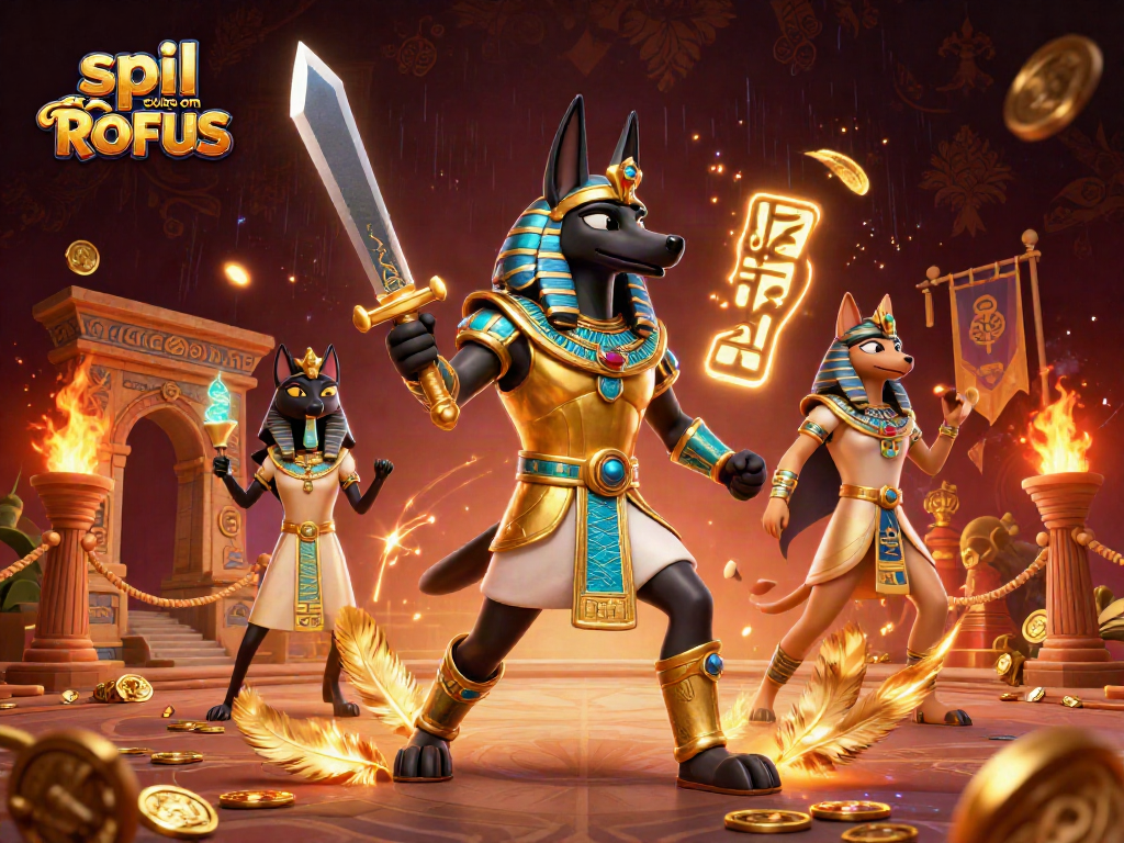 Engage in thrilling gameplay at spil casino uden om ROFUS with vibrant Egyptian-themed characters and elements.