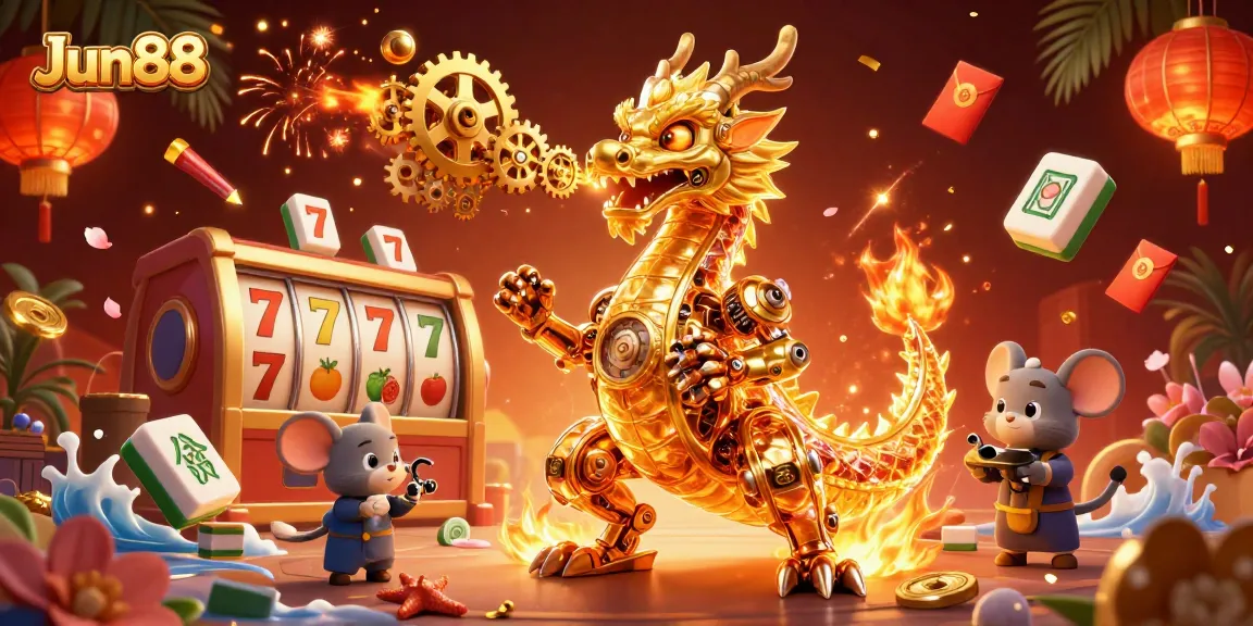 Experience the thrill of gambling with Jun88's exciting gaming universe filled with golden elements.