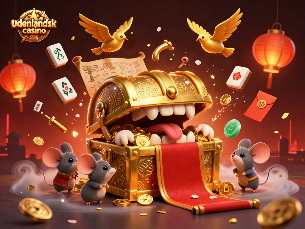 Engage in thrilling action at udenlandsk casino with golden treasure chests and adventure-filled elements.