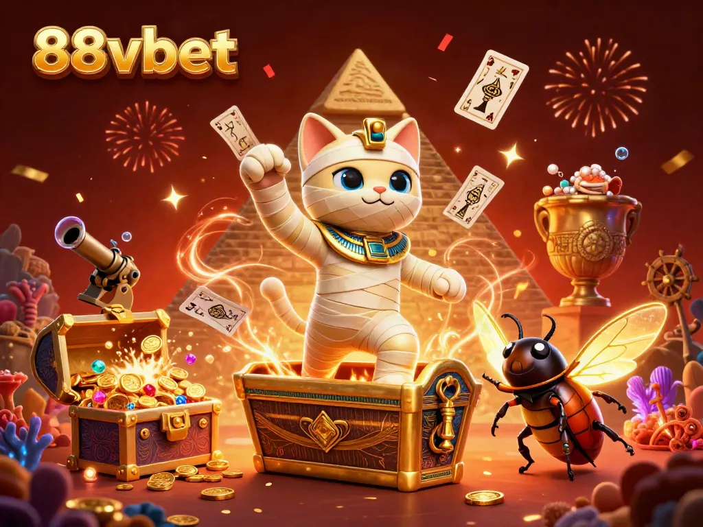 Experience the vibrant world of 88vbet with casino-themed characters and mystical elements.