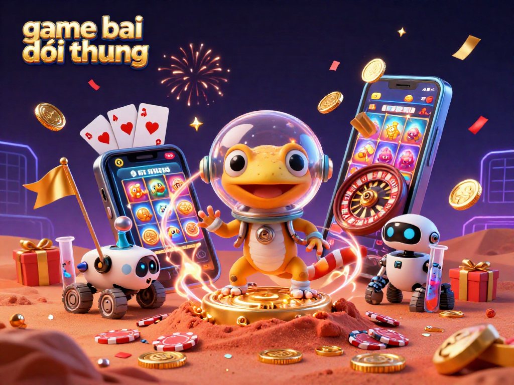 "Experience game bai doi thuong adventures in a vibrant Martian casino scene with cosmic gaming elements."